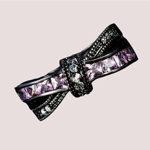 Gothic Style Ring Trendy X Shape Knot Design Inlaid Shining Zircons SIZE 10